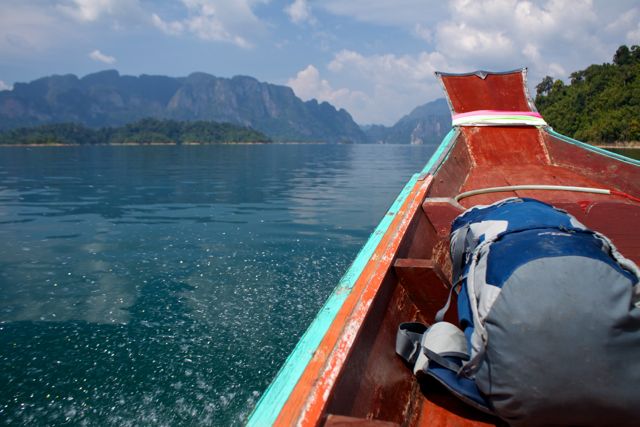 Cheiw Laan Lake, long tail boat
